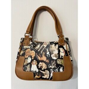 VINTAGE SYDNEY LOVE DOG PRINT TOP HANDLE BAG NWOT